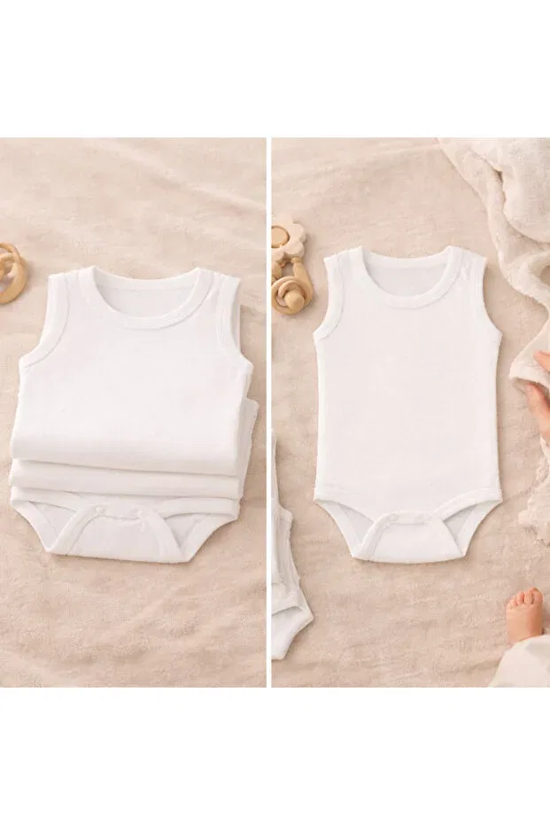 Детское боди-атлет с застежкой на кнопки 5 шт Novibaby, White — фото 2