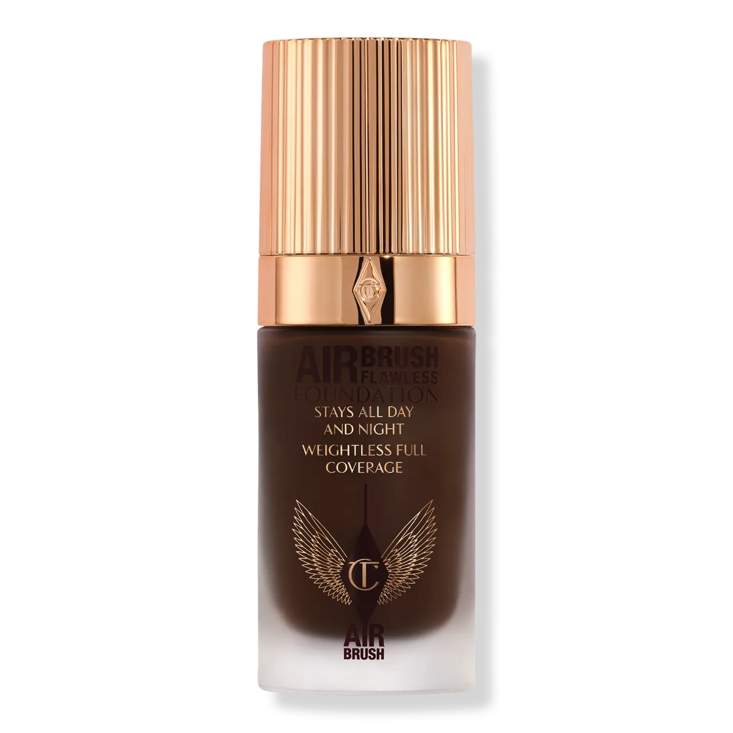 

Безупречная тональная основа, нанесенная аэрографом Charlotte Tilbury, 17 Neutral (deep with neutral undertones)