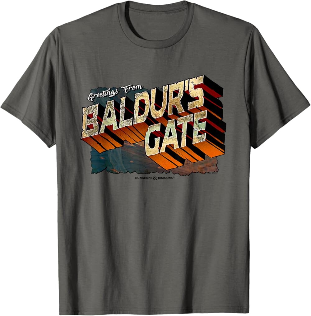 

Мужская футболка Dungeons & Dragons Greetings from Baldur's Gate, серый