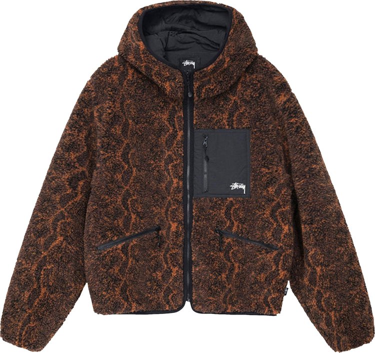 Куртка Stussy Snake Jacquard Sherpa Jacket 'Brown', коричневый - фото