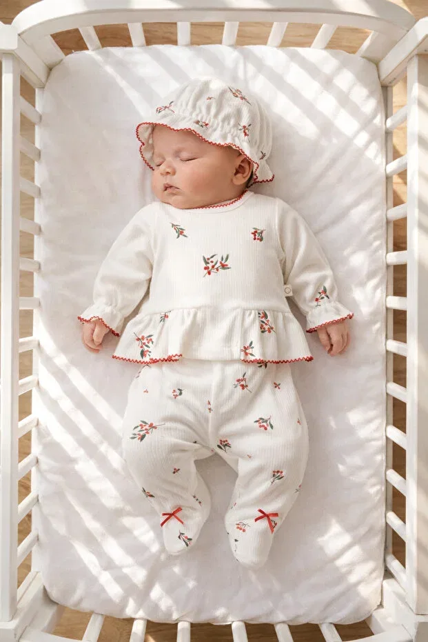 Детский комплект одежды для новорожденных хлопковый Kokina Floral Mert Baby, White