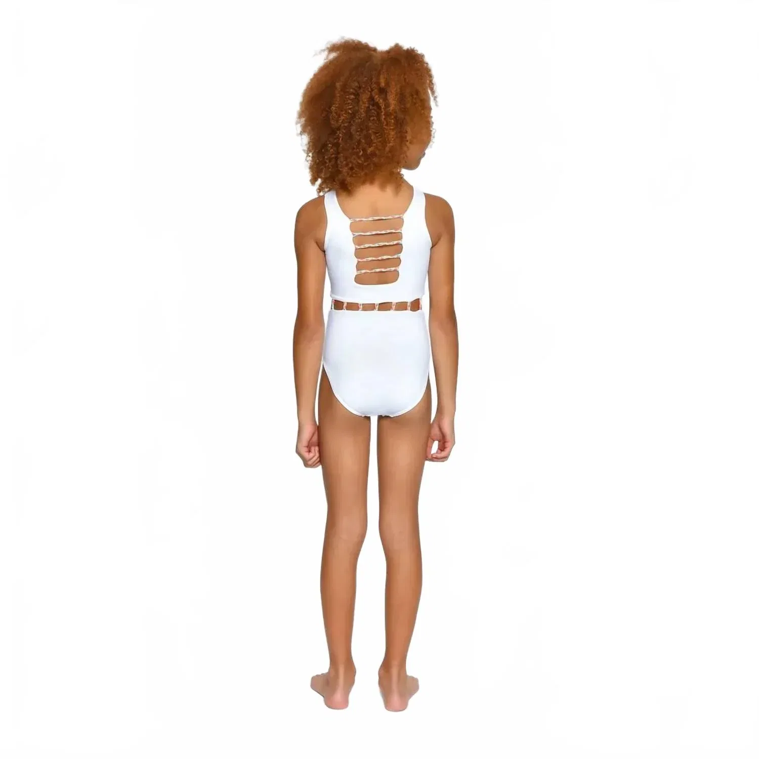 Детский слитный купальник с вырезами и плетеными деталями Little Jade One-Piece Peixoto, White — фото 2