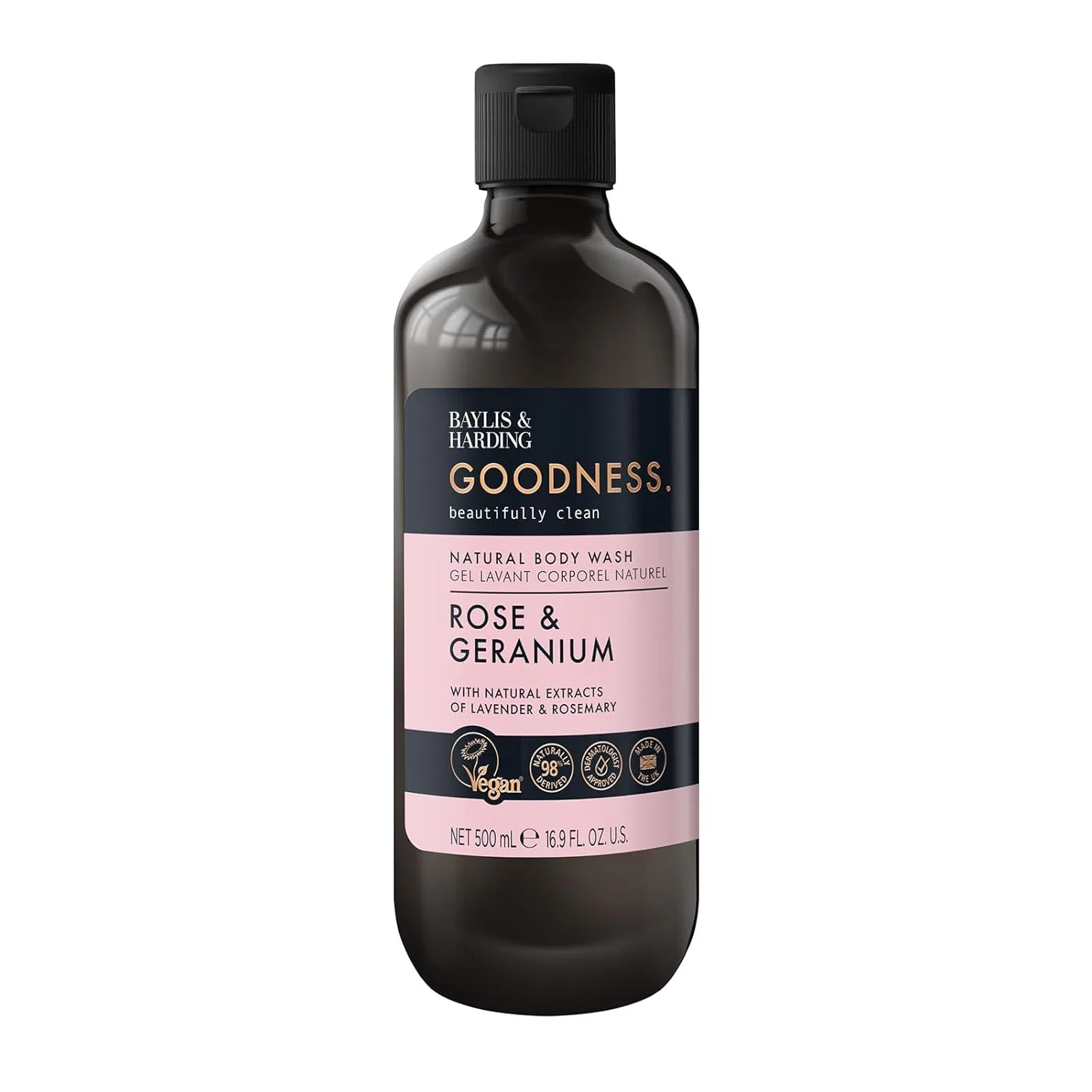 Гель для душа Baylis & Harding Goodness Rose & Geranium, 500 мл, 3 шт, Clear Gel — фото 2