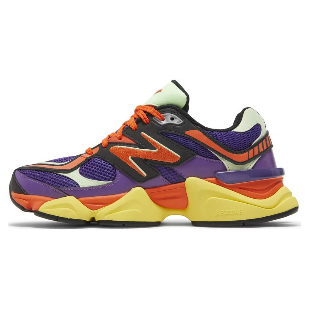 Кроссовки New Balance 9060 Prism Purple Vibrant Spring, фиолетовый/оранжевый/зеленый — фото 2
