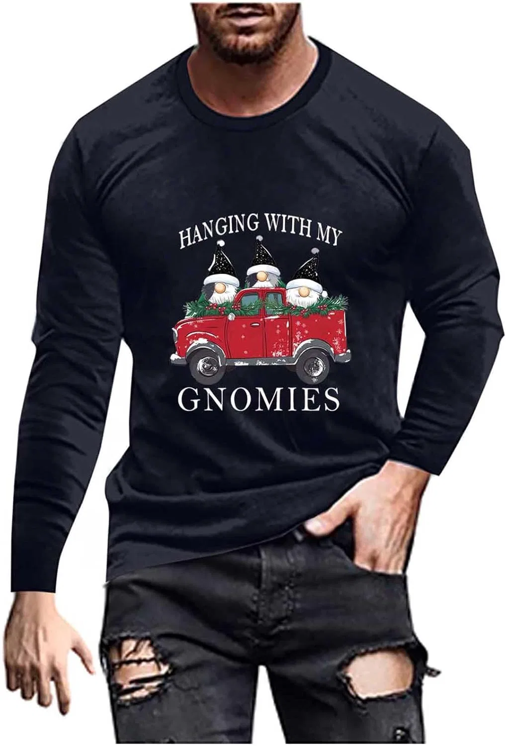 Мужская футболка с принтом Long Sleeve Crewneck, Navy