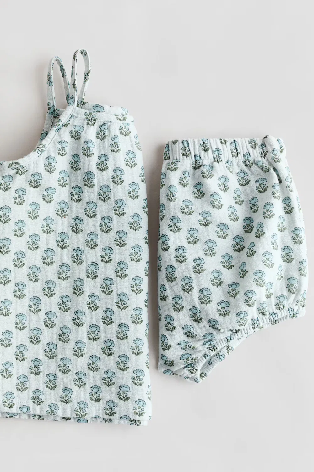 Комплект из двух предметов из хлопчатобумажной ткани H&M, Helltürkis/Geblümt — фото 4