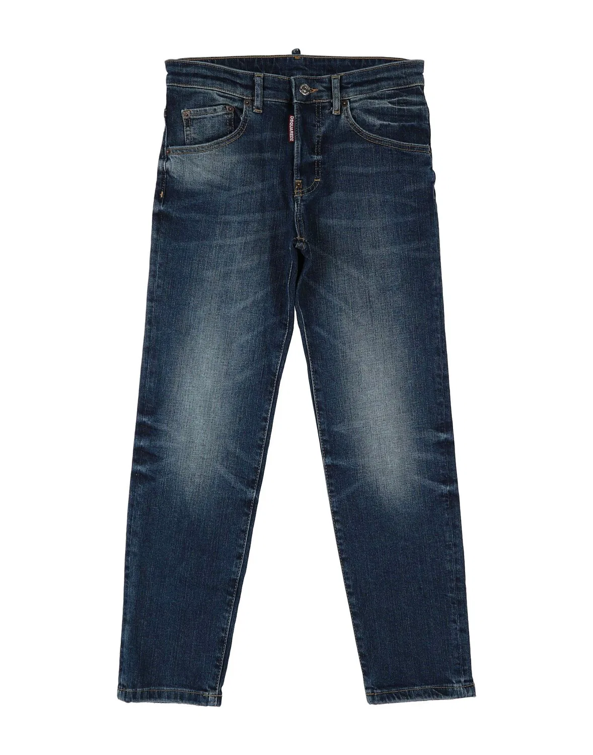 Детские джинсы прямого кроя с аппликациями Dsquared2, синий