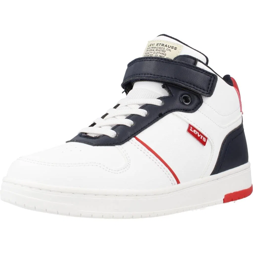 Детские кроссовки для мальчиков без шнурков Kick Levi's, 0218 White Navy Red