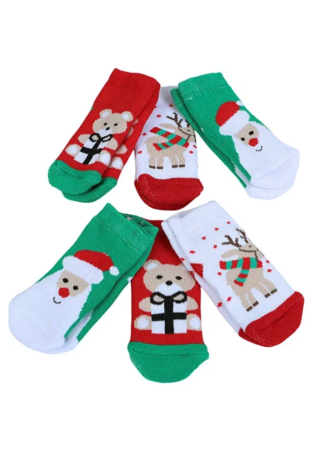 Детские носки для новорожденных с принтом Christmas Santa Claus Winter Towel Baby Shez, Multicolor — фото 4