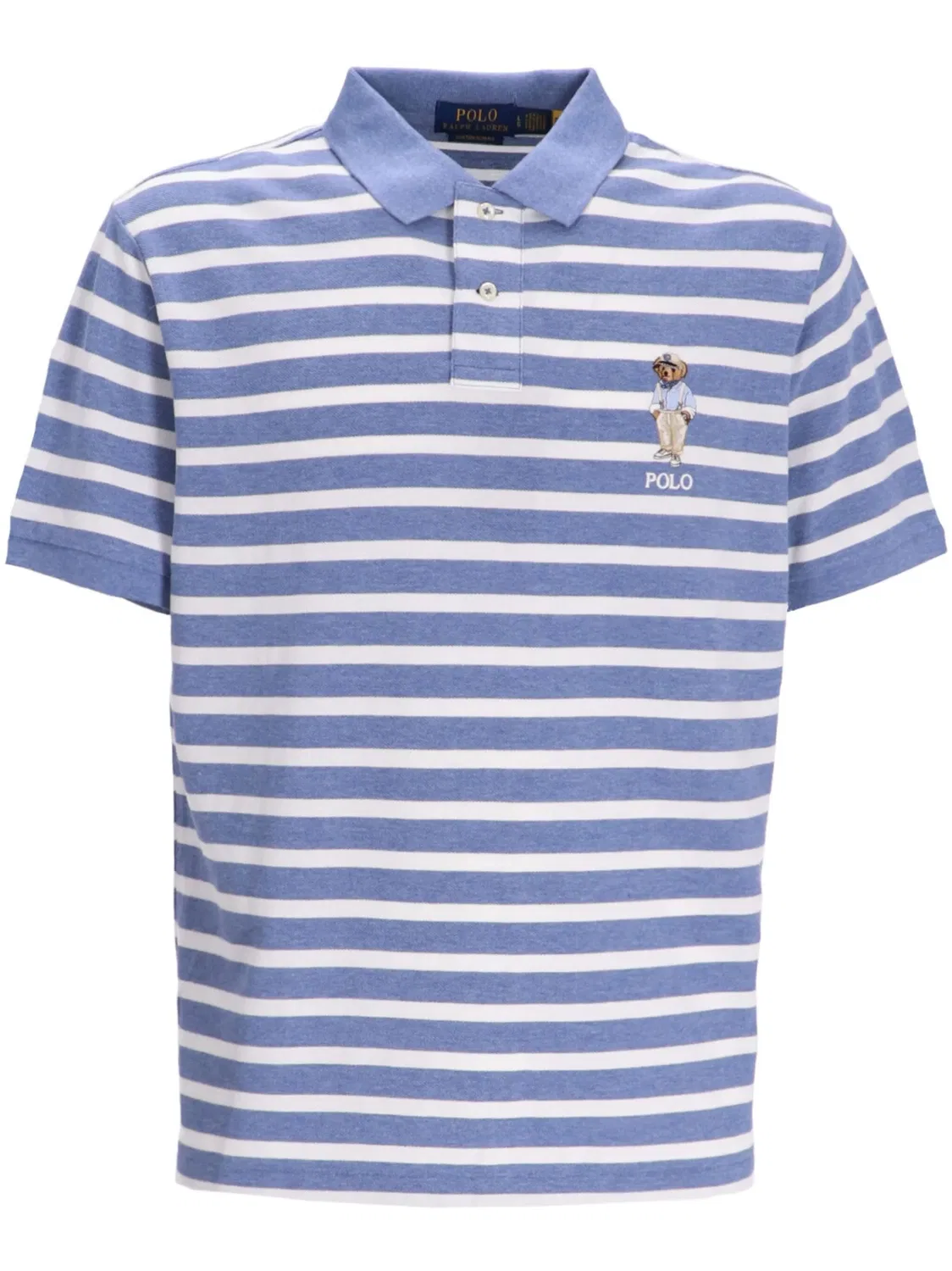 Поло с полосками и мотивом Polo Bear Polo Ralph Lauren, синий
