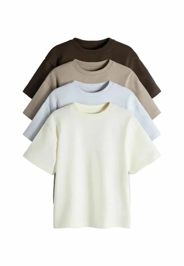 Комплект футболок из 4 штук Basic T-shirt The Set, голубой, синий, коричневый, белый