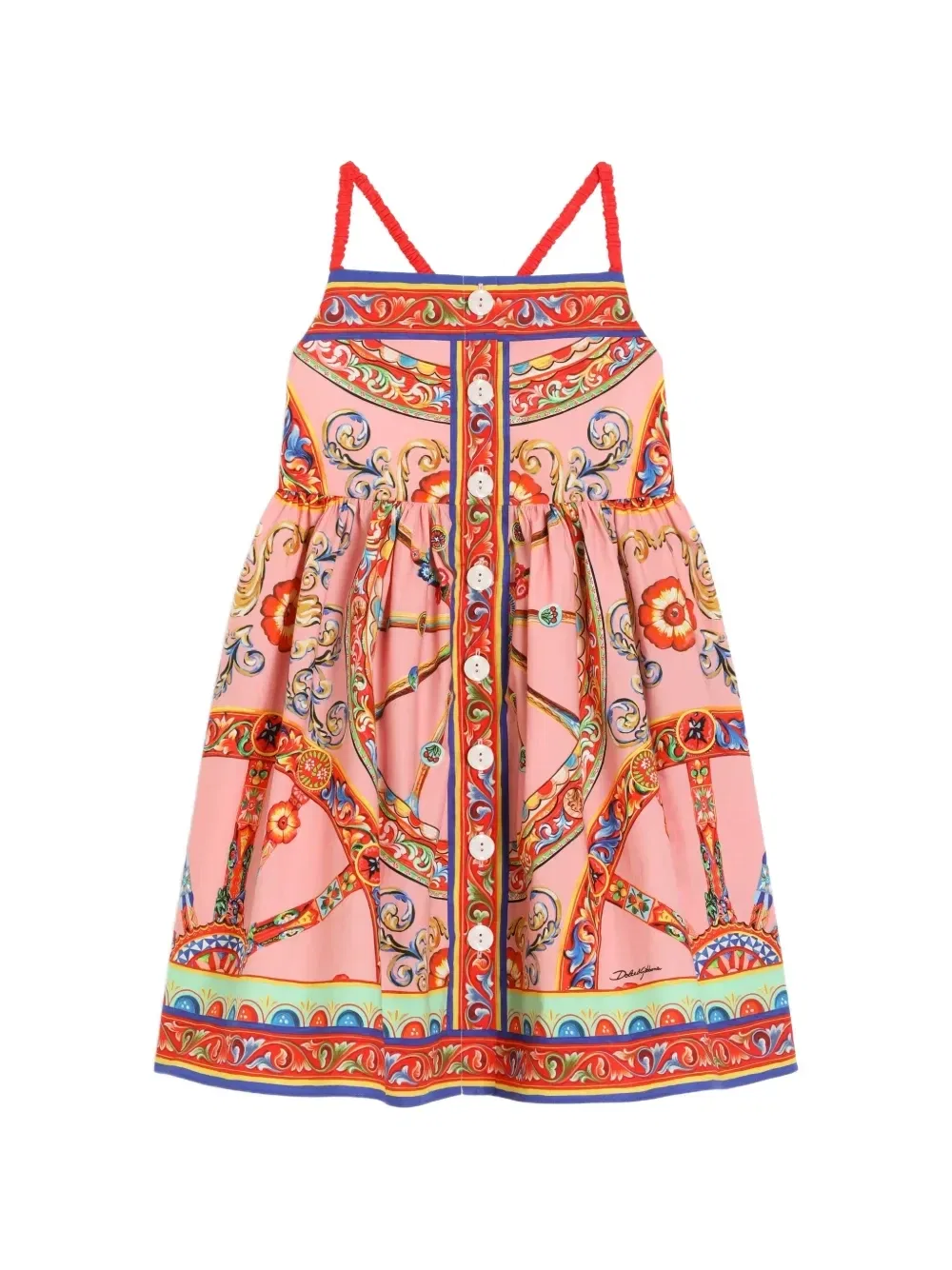 Поплиновое платье с принтом Carretto Dolce & Gabbana Kids, розовый