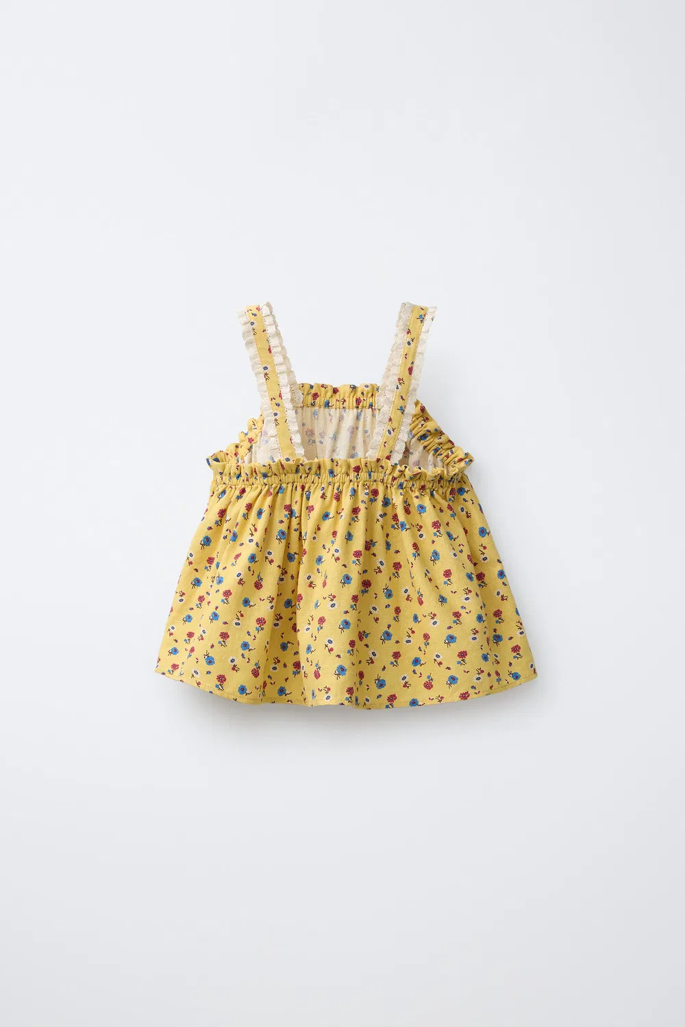 Топ из льняной смеси с цветочным принтом ZARA, Yellow — фото 2