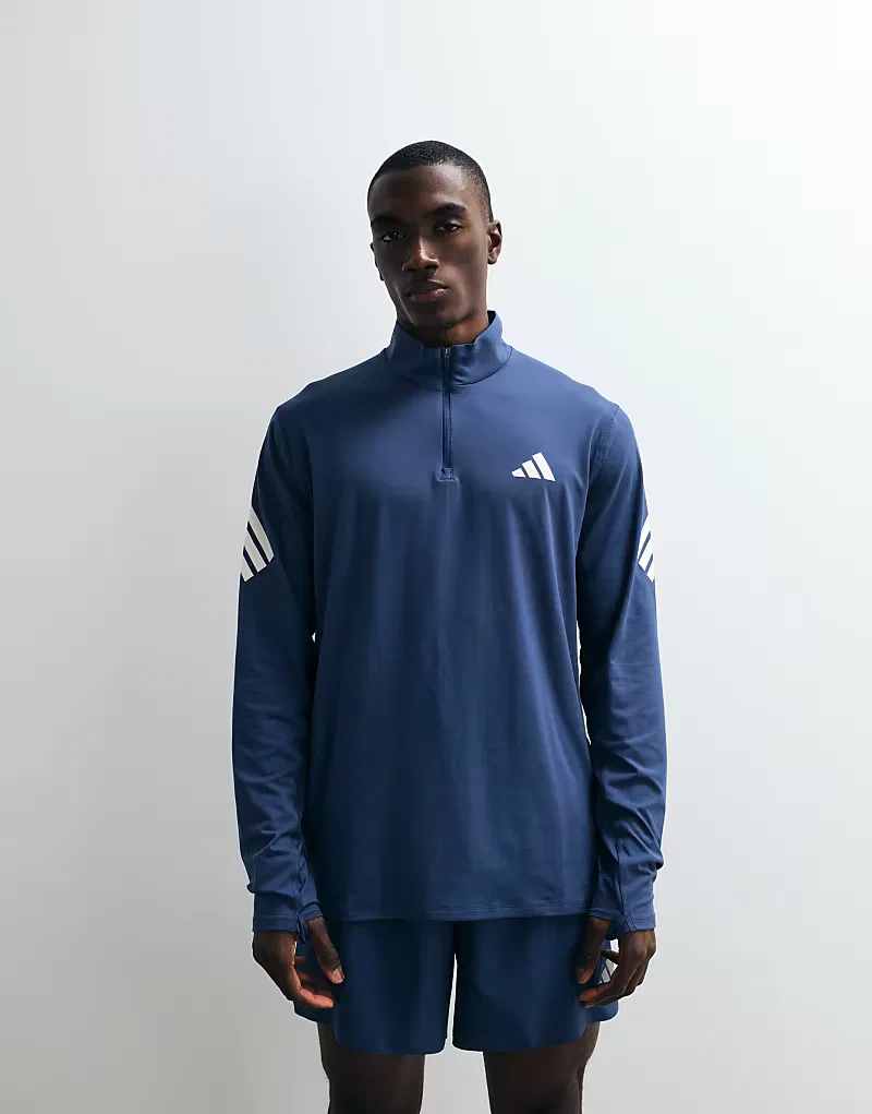 Футболка Adidas Performance Adi365 Iconic с застежкой-молнией до середины груди, Tech Indigo/белый