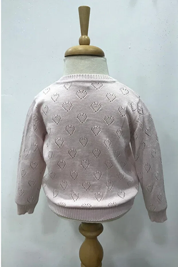 Детский кардиган для девочек с ажурным узором Nonno Kids, Pink — фото 3