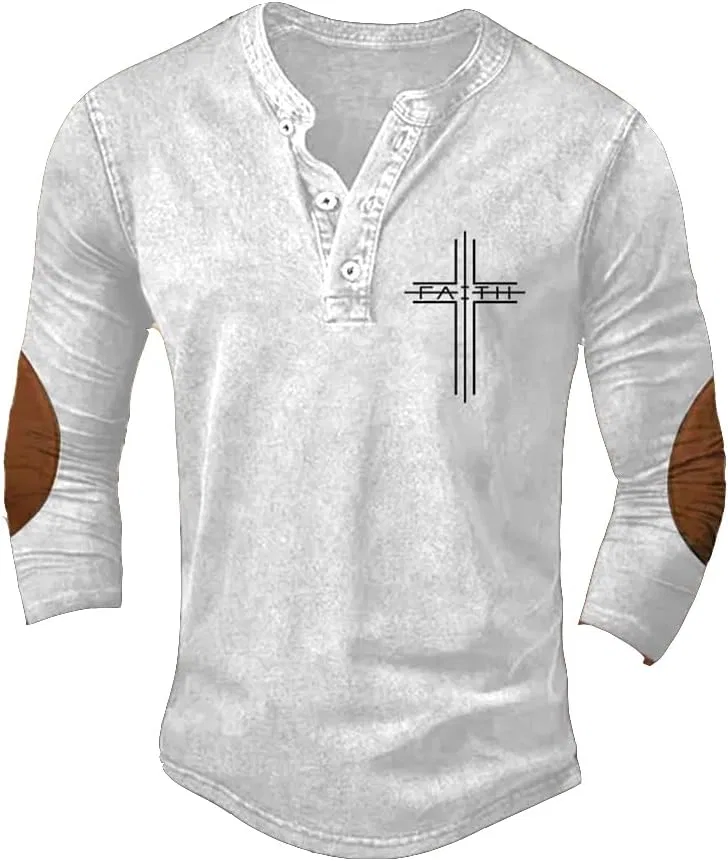 Футболка с крестом и американским флагом, Long Sleeve, White