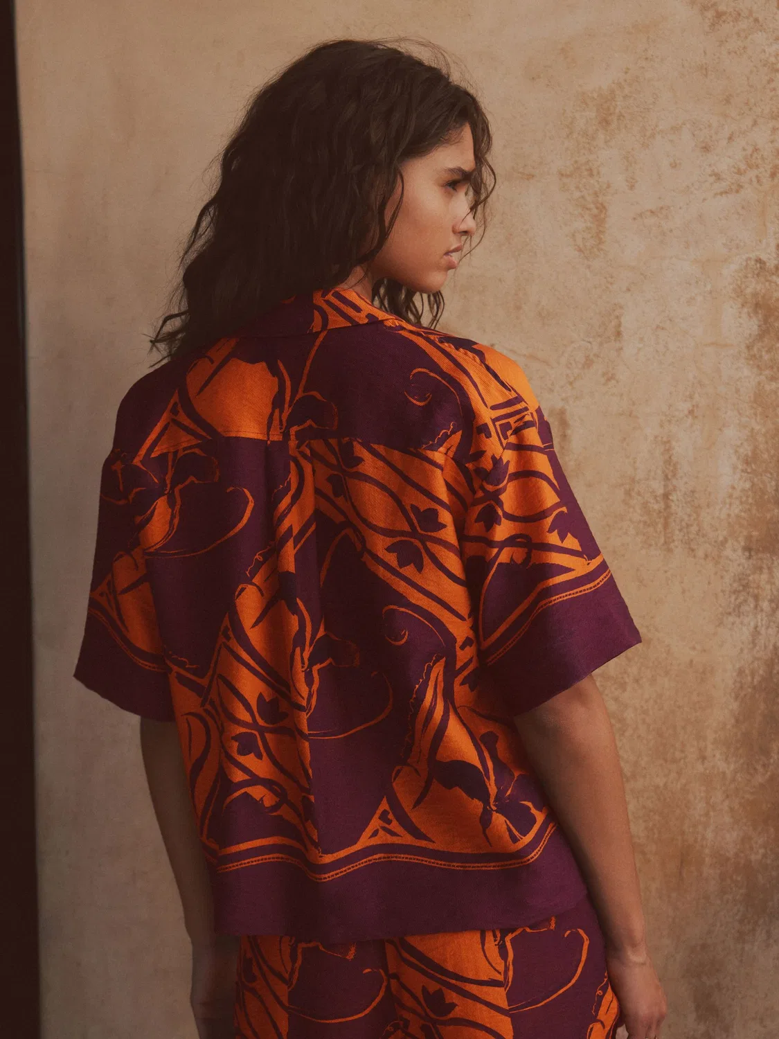 Рубашка с коротким рукавом, принт Exotic Border Next, оранжевый/бордовый — фото 3
