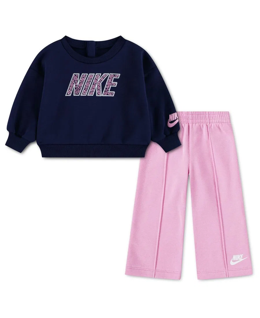 Комплект из свитшота и широких брюк Nike Retro Remix, Pink Rise/Navy