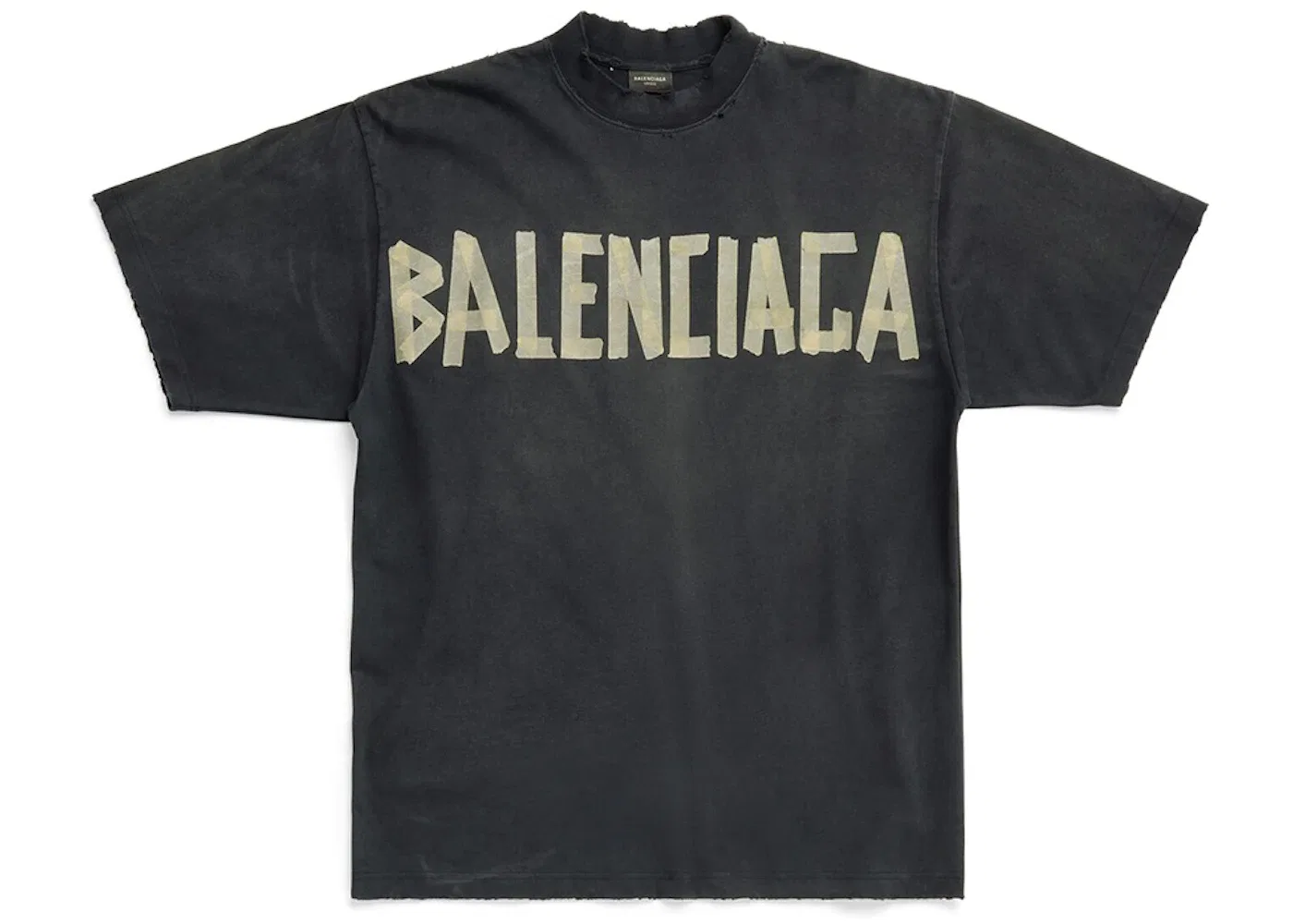Мужская футболка с принтом Tape Type Balenciaga, Black Faded