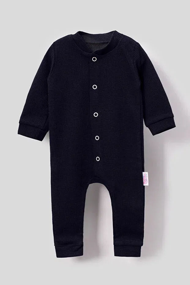 Детское боди-комбинезон для девочек с принтом Waffle Basics Bubito, Navy Blue — фото 2