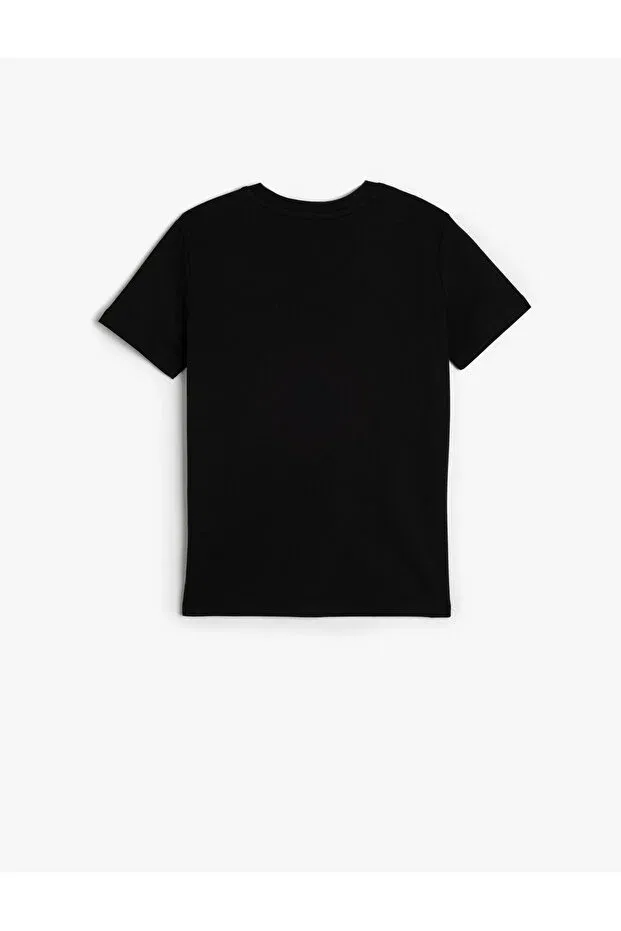 Детская футболка хлопковая Basic t-shirt short sleeve crew neck cotton Koton, Black — фото 2