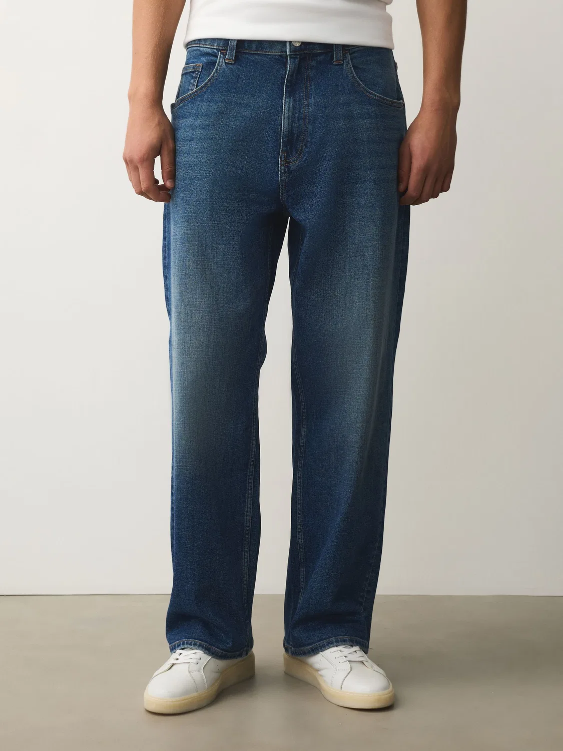 Джинсы свободного кроя Mid Blue Crosshatch Next, синий