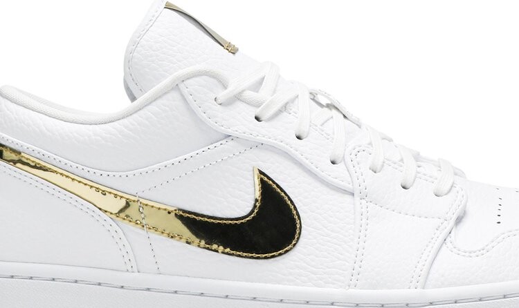 Кроссовки Wmns Air Jordan 1 Retro Low White Metallic Gold, золотой — фото 2