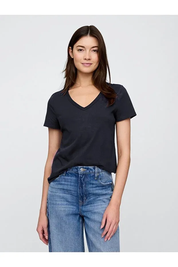 Женская футболка с V-образным вырезом Gap, Navy Blue
