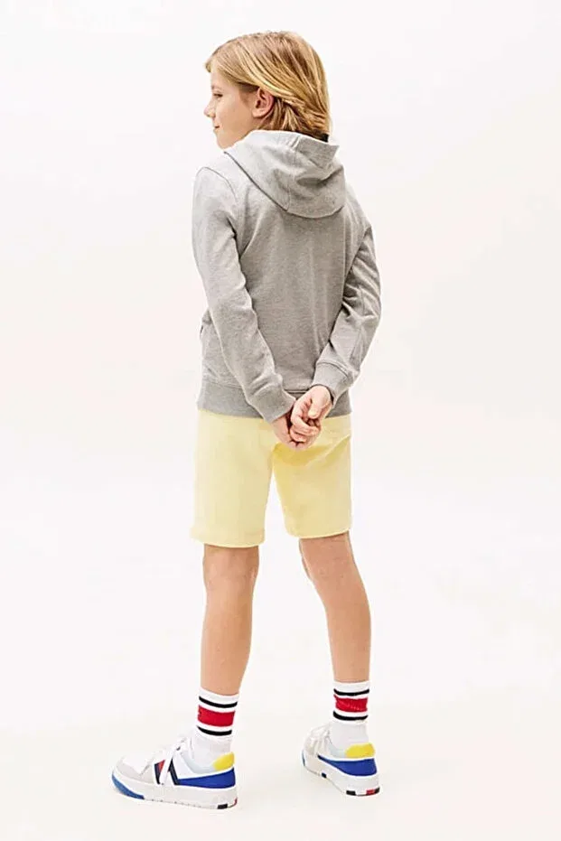 Детское худи для девочек с принтом Essential Hoodie Tommy Hilfiger, Light Grey Heather — фото 4