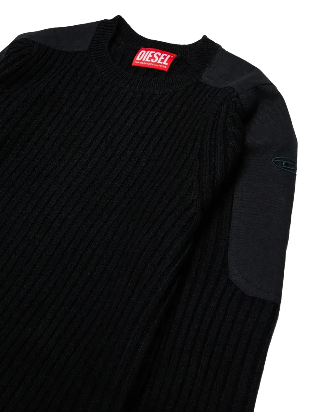 Свитер в рубчик с эффектом пертости Diesel Kids, черный — фото 3