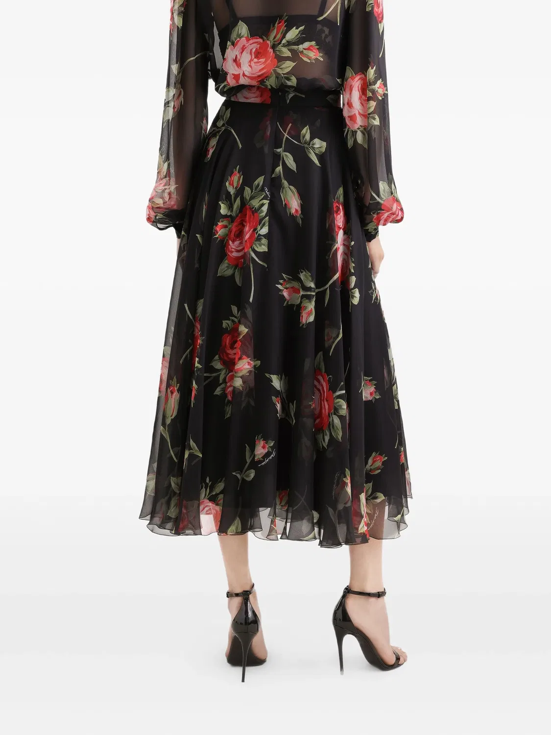 Юбка-миди шелковая черная Dolce & Gabbana, черный — фото 4