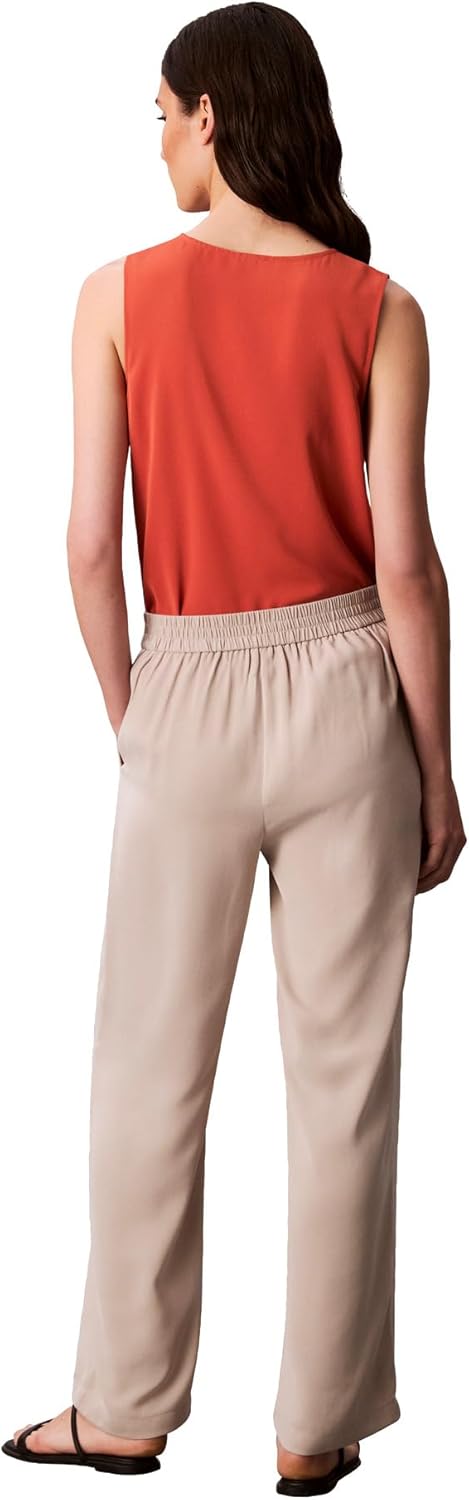Женские креповые брюки Calvin Klein Wide Leg, землисто-серый — фото 2