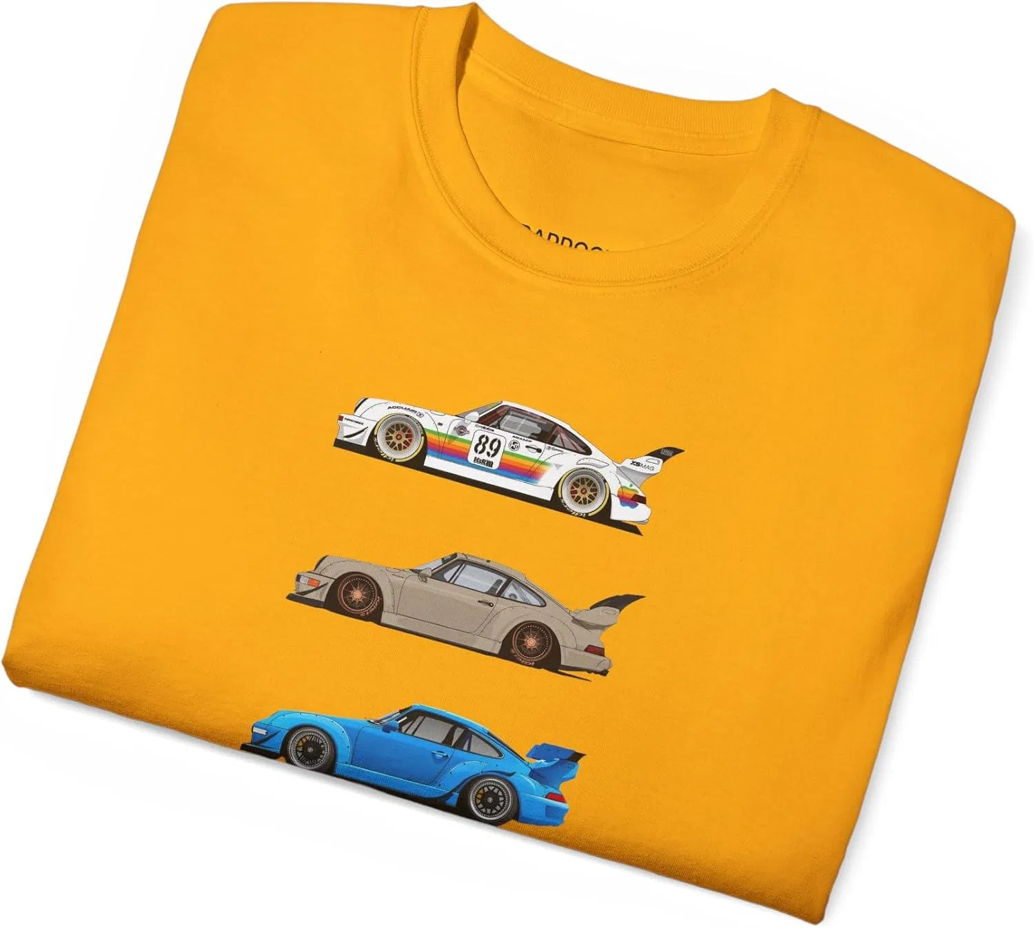 Мужская футболка с принтом RWB 911 930 964 Anime Car, золотистый — фото 4