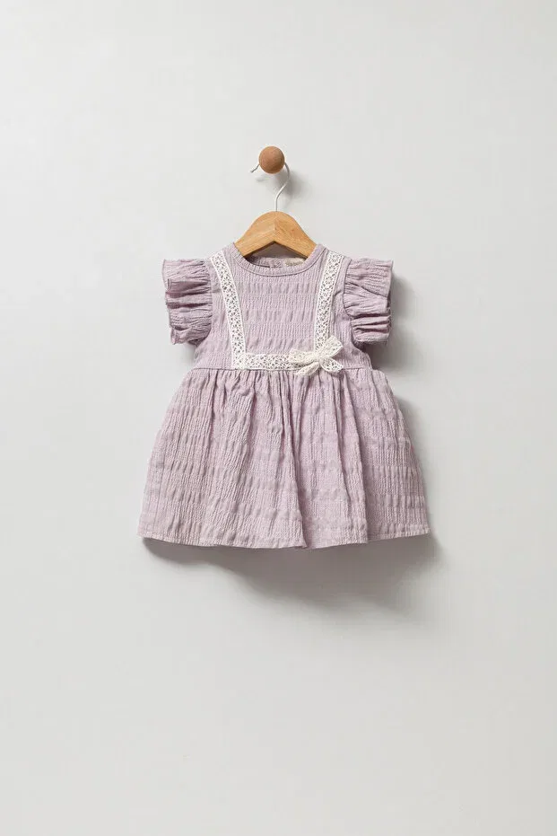Детское платье для девочек хлопковое Purple Lace Detailed Dress Bip Baby, Multicolor — фото 2