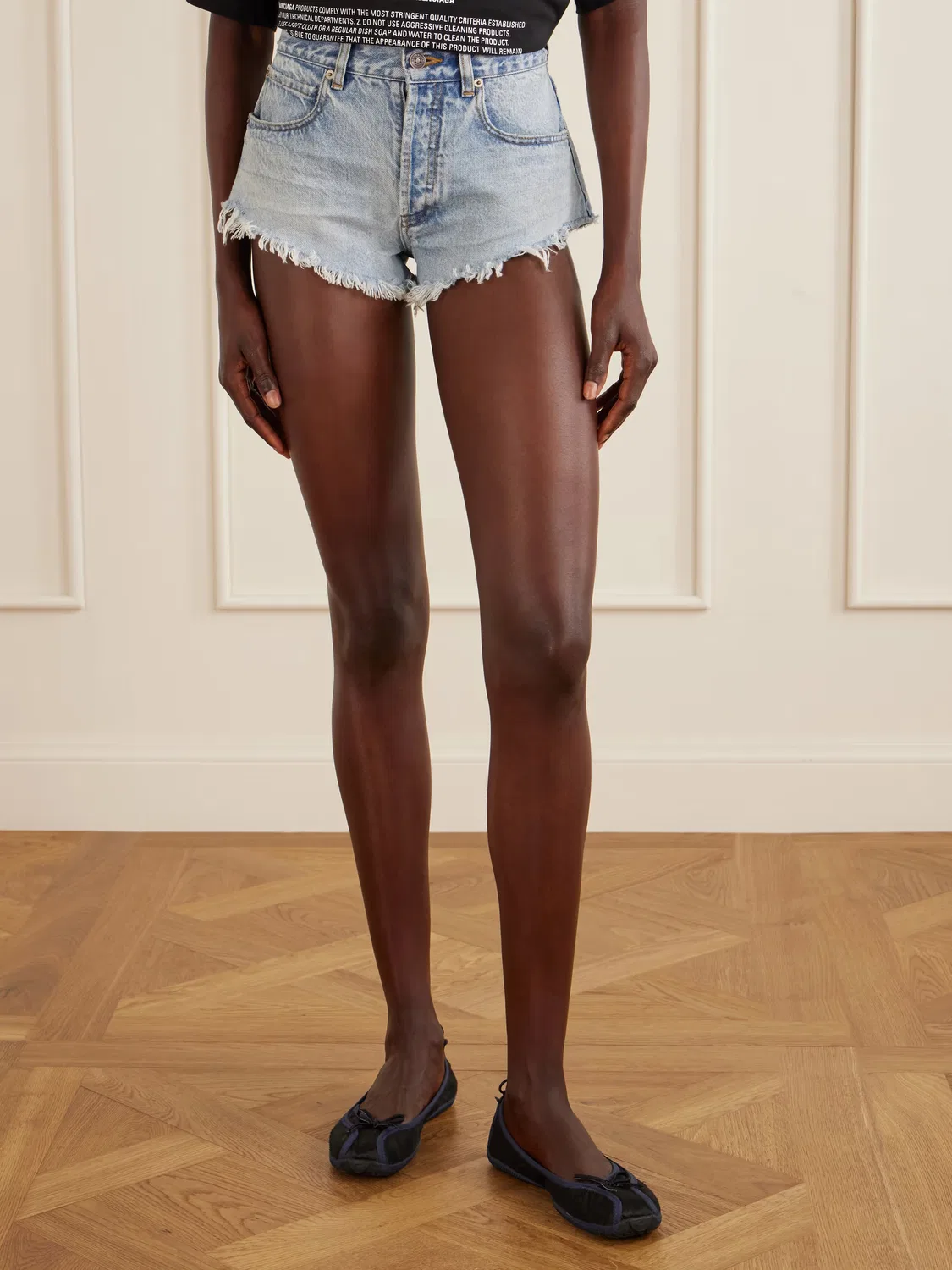 Потертые джинсовые шорты Balenciaga, синий — фото 3