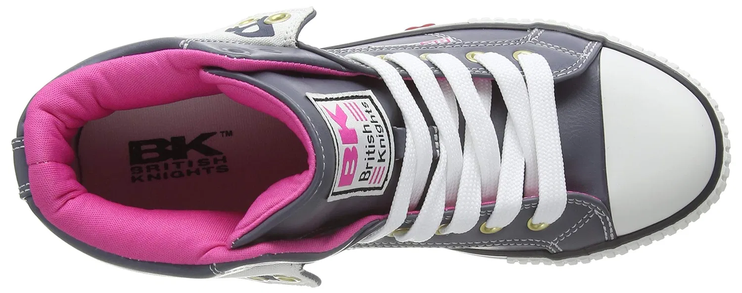 Детские кроссовки для девочек с принтом Roco BK British Knights, Grey Dk Fuchsia — фото 4