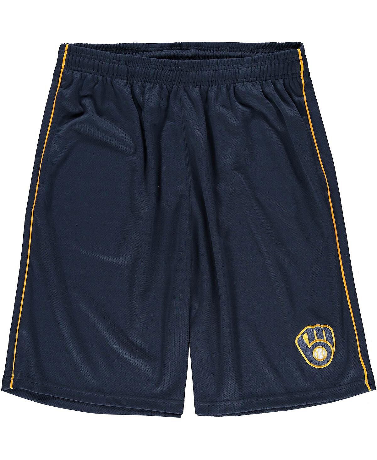 

Мужские темно-синие шорты milwaukee brewers big and tall mesh team Majestic, синий