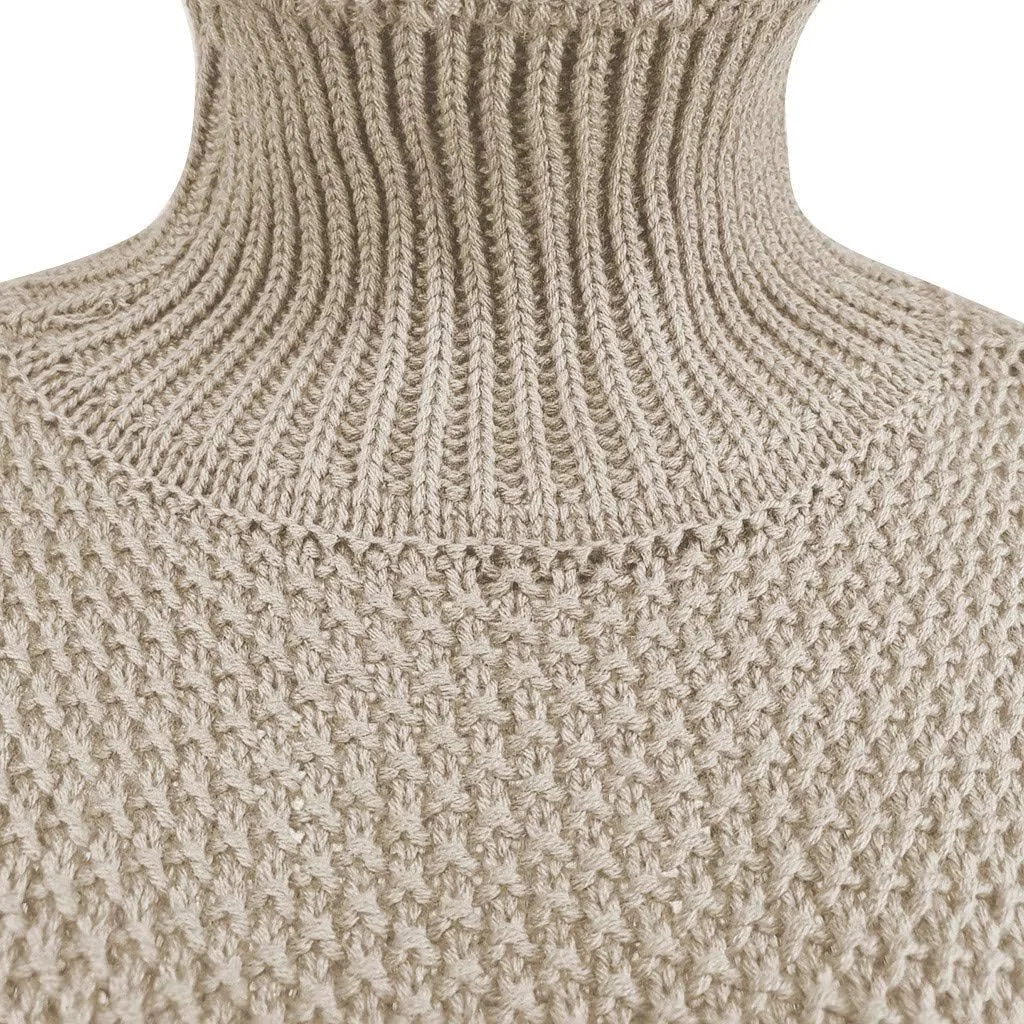 Женский свитер оверсайз с длинным рукавом, модель Batwing, цвет Beige — фото 3