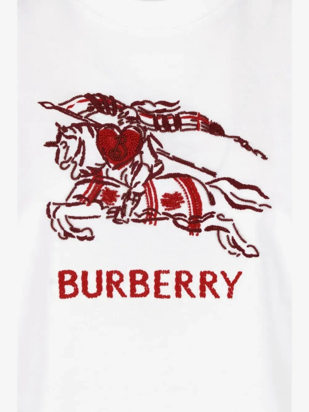 Футболка из хлопка с принтом «Сердечный рыцарь» BURBERRY, белый — фото 3