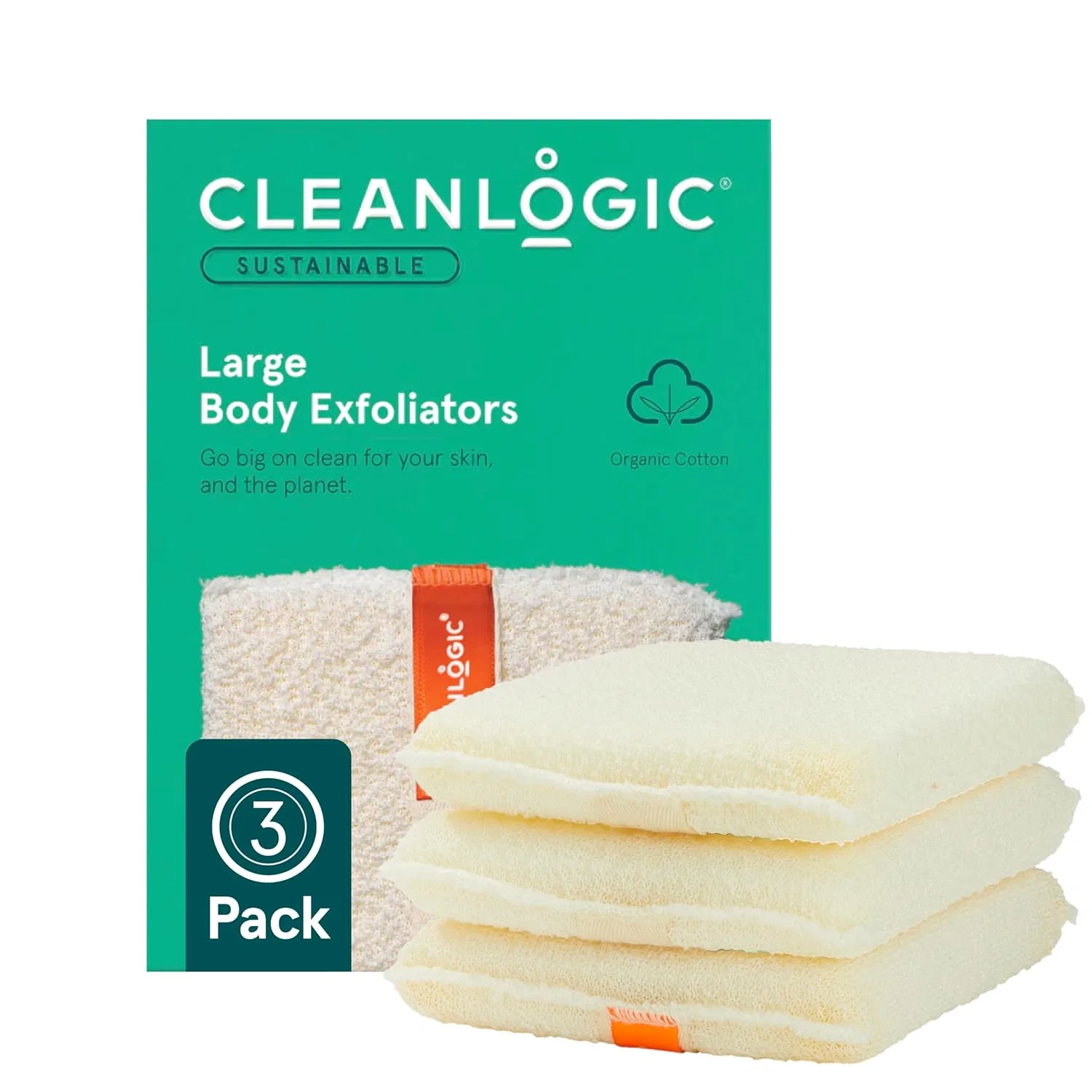 Эксфолиатор для тела Cleanlogic Organic Cotton, 3 шт