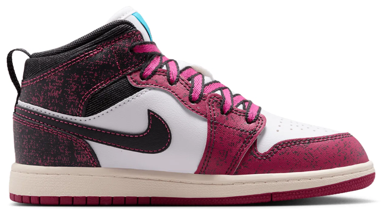Детские кроссовки для девочек Jordan 1 Mid SE Fem, Black/Pink/White
