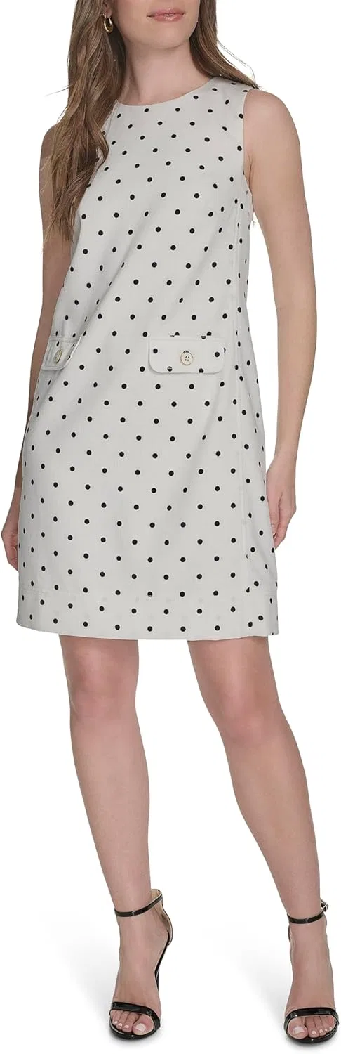 Женское повседневное платье-футляр с горошком Tommy Hilfiger, Ivory/Black — фото 2