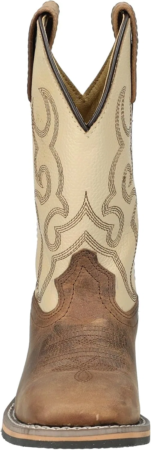 Детские ковбойские сапоги для мальчиков с квадратным носком Smoky Mountain Boots, Brown/Cream — фото 2