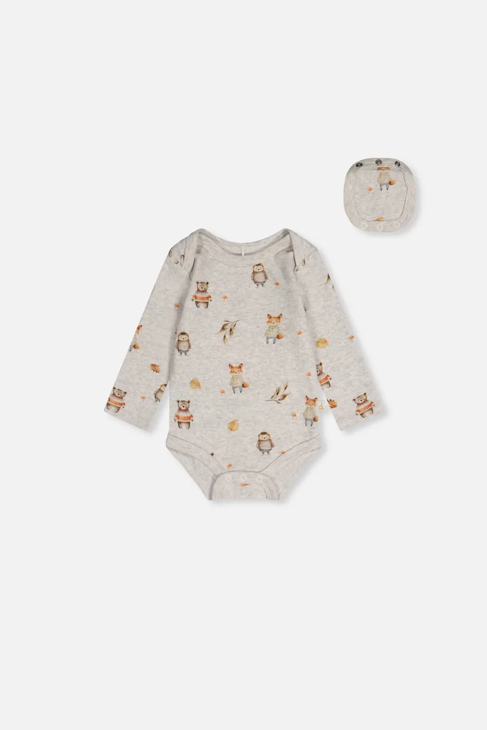 Детский боди-комбинезон с длинным рукавом с принтом Organic Cotton Onesie Beige Animal Print Deux par Deux, Beige Animal Print