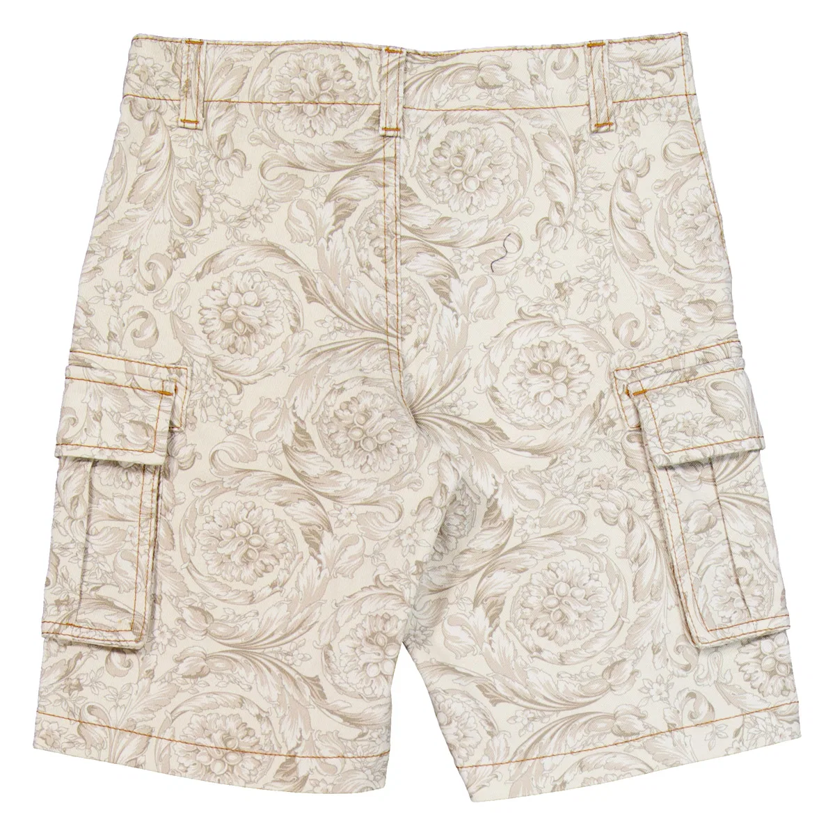 Шорты джинсовые карго с принтом Barocco Boys Barocco-Print Denim Cargo Shorts Young Versace, Beige — фото 2