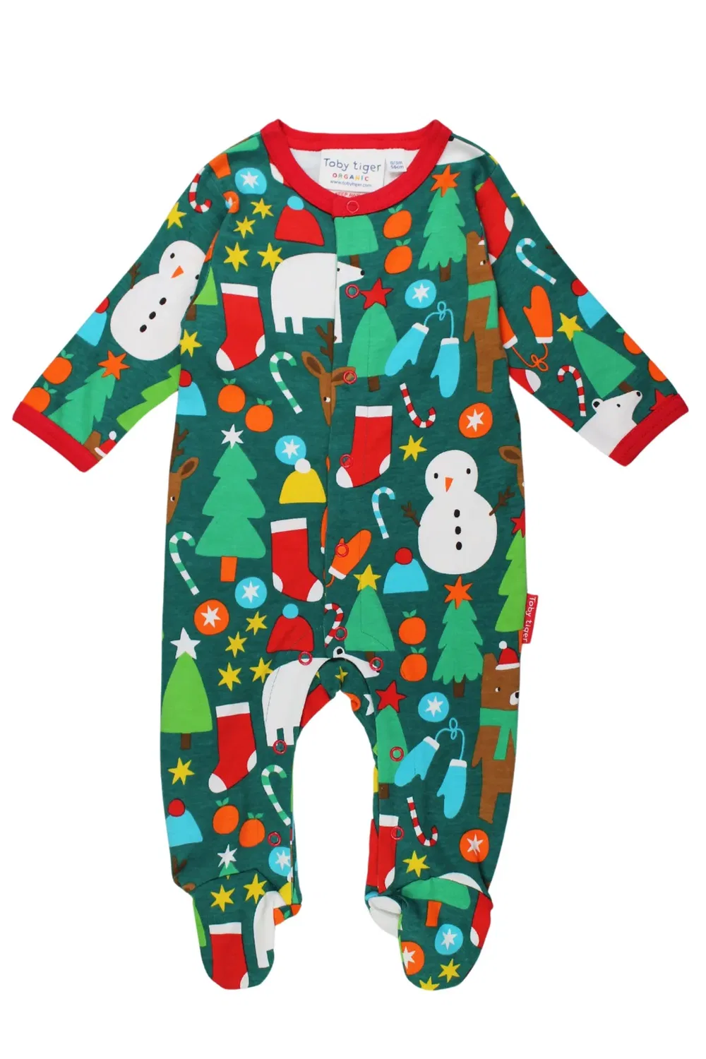 Детский комплект для новорожденного с принтом Christmas Bear Toby Tiger, Green — фото 2