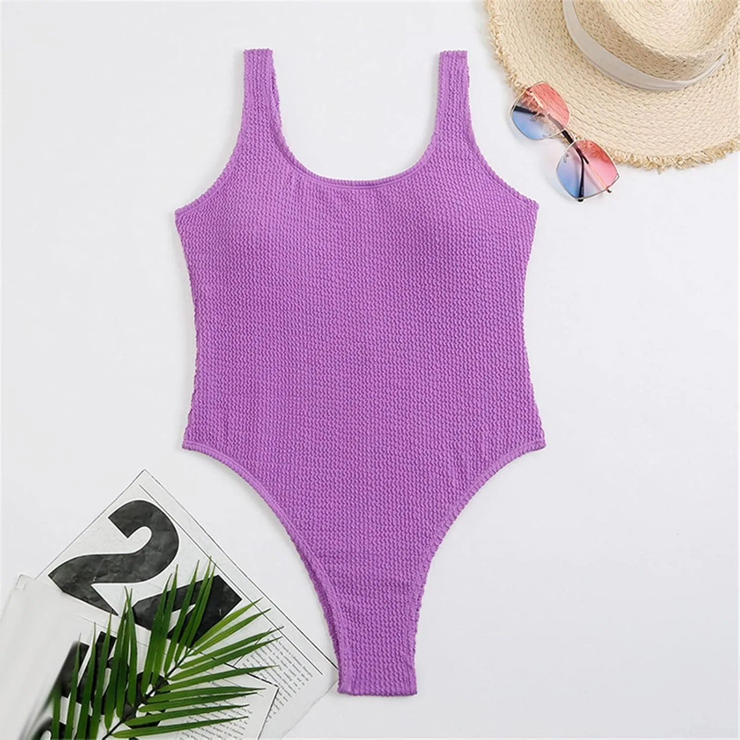 Женский слитный купальник с утяжкой живота Tankini, Purple — фото 4