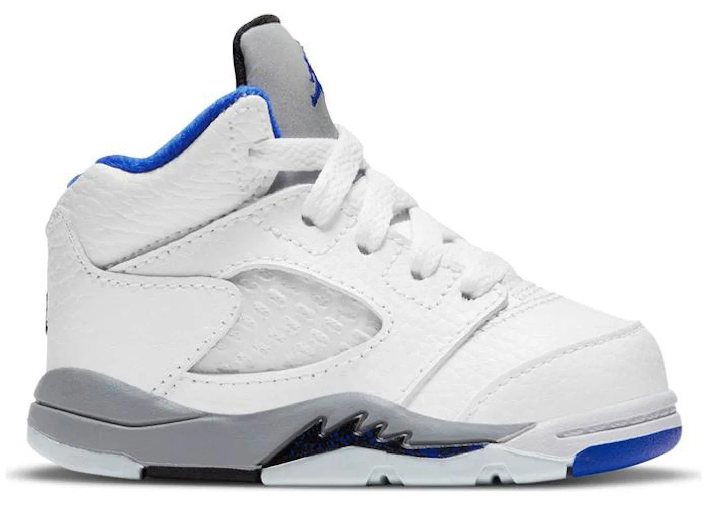 Детские кроссовки с вентиляцией Jordan 5 Retro White Stealth 2021 TD Jordan, White/Stealth Black Hyper Royal