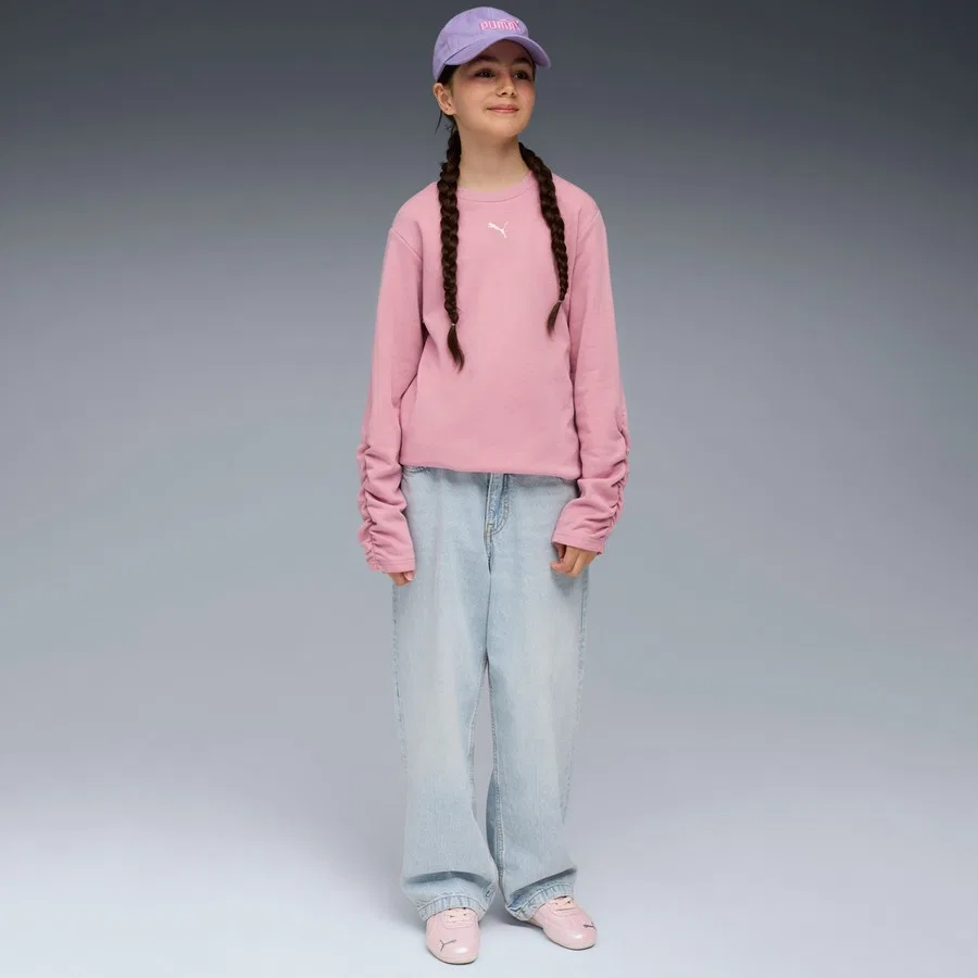 Детский свитшот с принтом Bowtique Crew Puma, Розовый