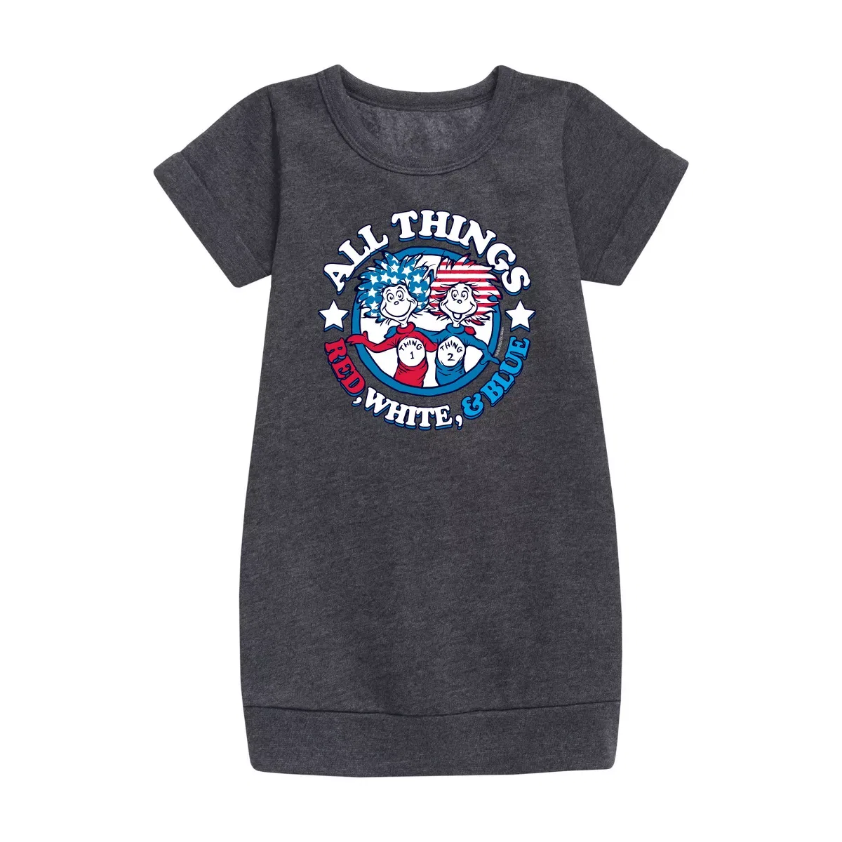 Детское платье из флиса с коротким рукавом Dr. Seuss, Heather Charcoal